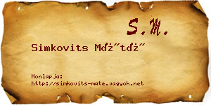 Simkovits Máté névjegykártya